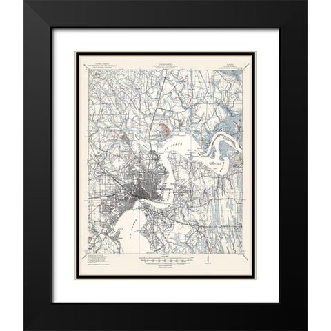 Jacksonville Florida Quad - USGS 1917 Black Modern Wood Framed Art Print with Double Matting by USGS