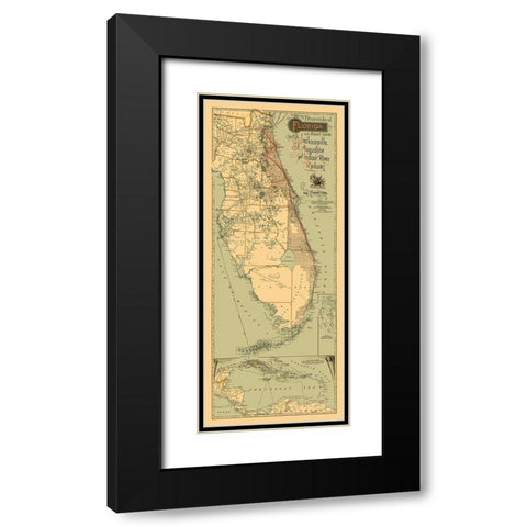 Jacksonville, St Augustine, Indian River 1893 Black Modern Wood Framed Art Print with Double Matting by Matthews