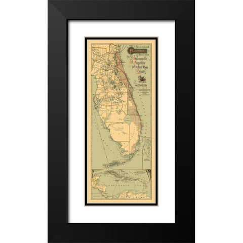 Jacksonville, St Augustine, Indian River 1893 Black Modern Wood Framed Art Print with Double Matting by Matthews