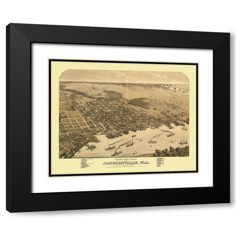 Jacksonville Florida - Alvord 1876 Black Modern Wood Framed Art Print with Double Matting by Alvord