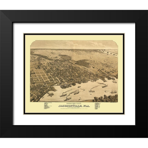 Jacksonville Florida - Alvord 1876 Black Modern Wood Framed Art Print with Double Matting by Alvord