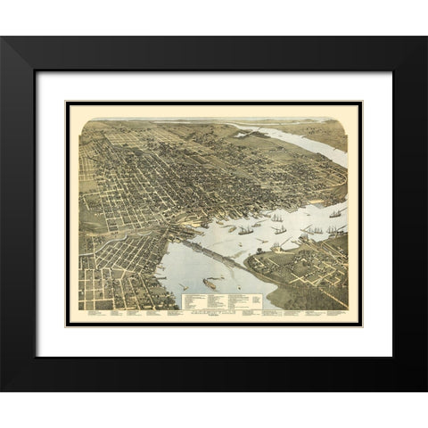Jacksonville Florida - Koch 1893 Black Modern Wood Framed Art Print with Double Matting by Koch