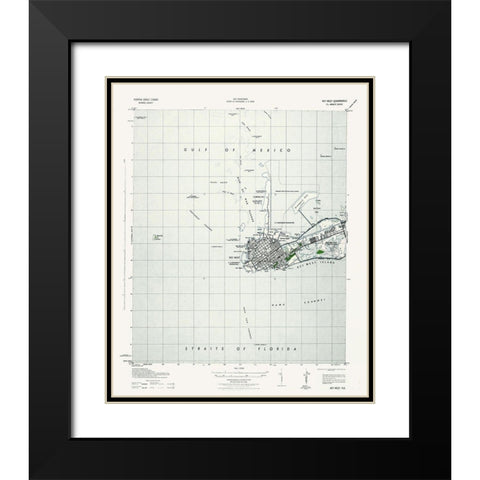 Key West Florida Quad - USGS 1943 Black Modern Wood Framed Art Print with Double Matting by USGS