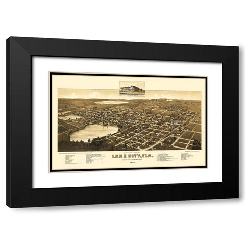 Lake City Florida - Beck 1885 Black Modern Wood Framed Art Print with Double Matting by Beck