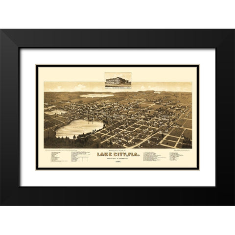 Lake City Florida - Beck 1885 Black Modern Wood Framed Art Print with Double Matting by Beck