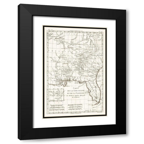 Louisiana Florida - Bonne 1780  Black Modern Wood Framed Art Print with Double Matting by Bonne