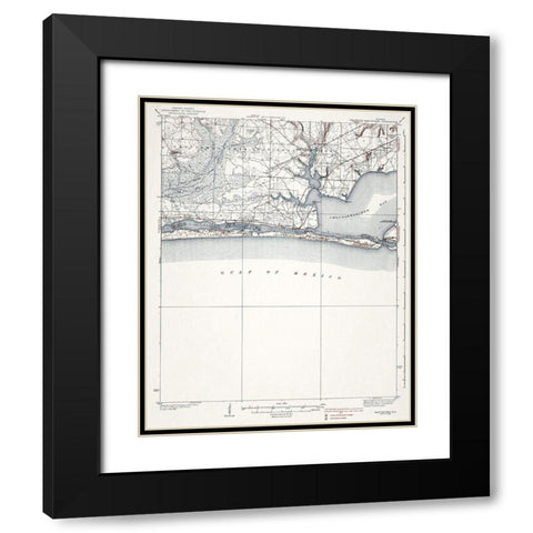 Mary Esther Florida Quad - USGS 1938 Black Modern Wood Framed Art Print with Double Matting by USGS