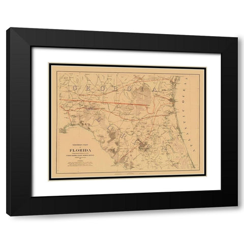 Northern Florida - Bache 1864 Black Modern Wood Framed Art Print with Double Matting by Bache