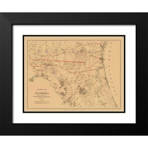 Northern Florida - Bache 1864 Black Modern Wood Framed Art Print with Double Matting by Bache