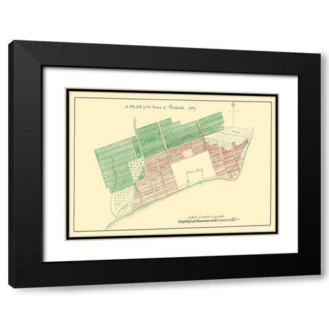 Pensacola Florida Plan - 1767 Black Modern Wood Framed Art Print with Double Matting by Unknown