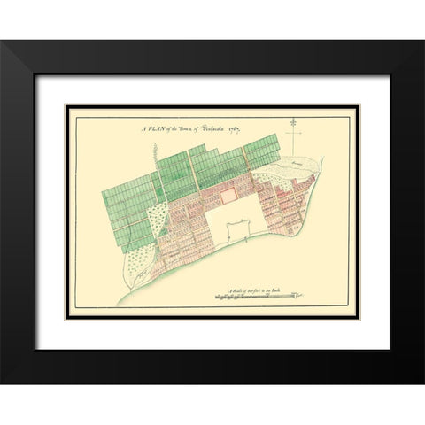 Pensacola Florida Plan - 1767 Black Modern Wood Framed Art Print with Double Matting by Unknown