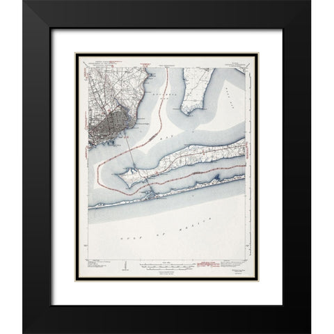 Pensacola Florida Quad - USGS 1942 Black Modern Wood Framed Art Print with Double Matting by USGS