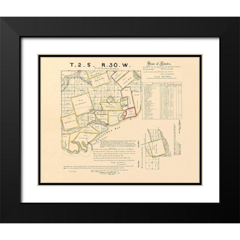 Pensacola Bay Florida Landowner - Butler 1829 Black Modern Wood Framed Art Print with Double Matting by Butler