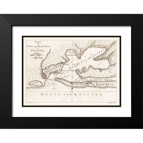 Pensacola Florida - Vanni 1763  Black Modern Wood Framed Art Print with Double Matting by Vanni