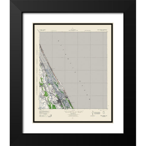 Port Orange Florida Quad - USGS 1944 Black Modern Wood Framed Art Print with Double Matting by USGS