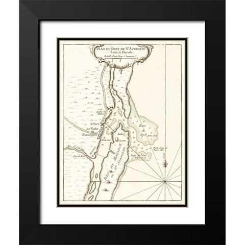 St Augustine Florida - Bellin 1764  Black Modern Wood Framed Art Print with Double Matting by Bellin