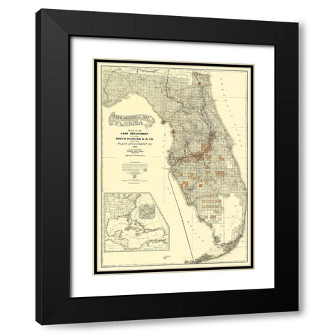 South Florida Railroad Co - Matthews 1888 Black Modern Wood Framed Art Print with Double Matting by Matthews