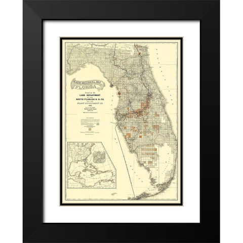 South Florida Railroad Co - Matthews 1888 Black Modern Wood Framed Art Print with Double Matting by Matthews