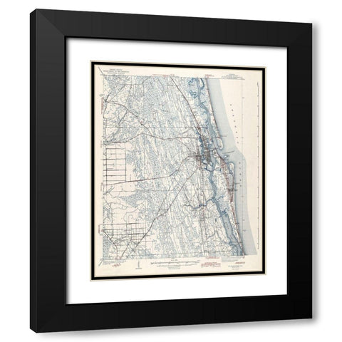 St Augustine Florida Quad - USGS 1943 Black Modern Wood Framed Art Print with Double Matting by USGS