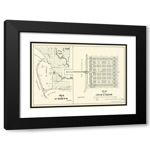 St. Joseph Florida Planning - Throop 1837 Black Modern Wood Framed Art Print with Double Matting by Throop