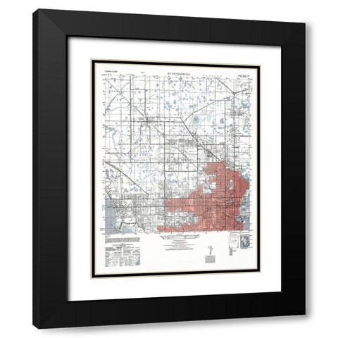 St Petersburg Florida Sheet - US Army 1947 Black Modern Wood Framed Art Print with Double Matting by US Army