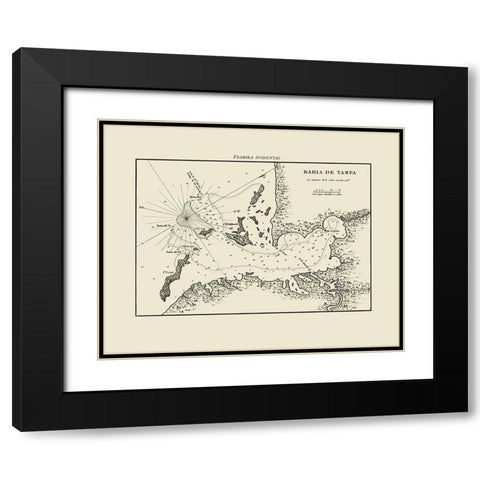 Tampa Bay - Dericcion De Hidrografia 1809 Black Modern Wood Framed Art Print with Double Matting by Dericcion De Hidrografia