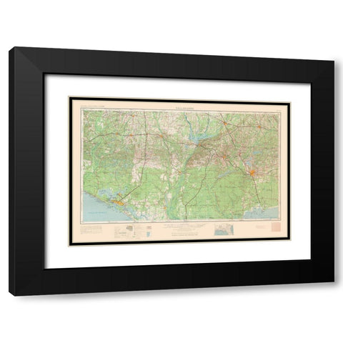 Tallahassee Florida Quad - USGS 1954 Black Modern Wood Framed Art Print with Double Matting by USGS