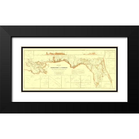 Territory of Florida Canal - Shift 1829 Black Modern Wood Framed Art Print with Double Matting by Shift