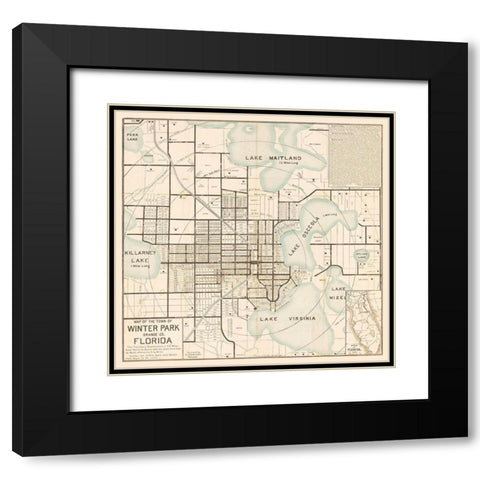 Winter Park Florida - Robinson 1884  Black Modern Wood Framed Art Print with Double Matting by Robinson