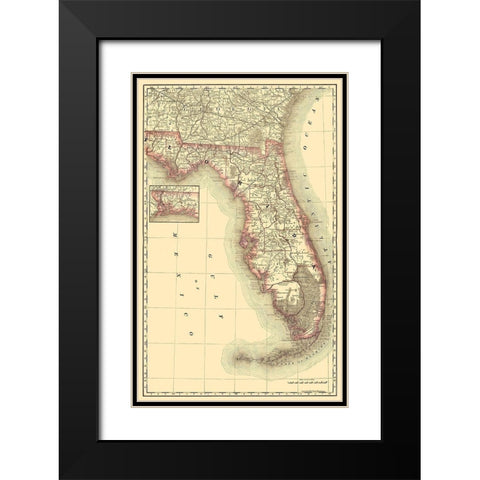 Florida - Rand McNally 1879 Black Modern Wood Framed Art Print with Double Matting by Rand McNally
