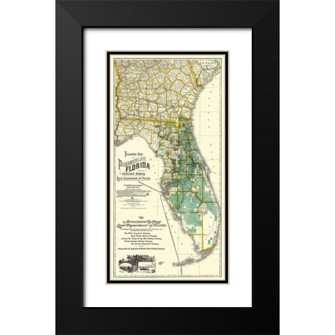 Florida - 1890 Black Modern Wood Framed Art Print with Double Matting by Elliott