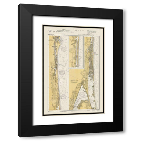 Florida Intracoastal Waterway 1932 Black Modern Wood Framed Art Print with Double Matting by US Dept of Commerce
