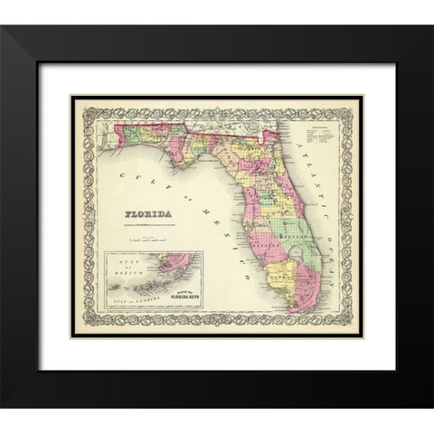 Florida - Colton 1856 Black Modern Wood Framed Art Print with Double Matting by Colton