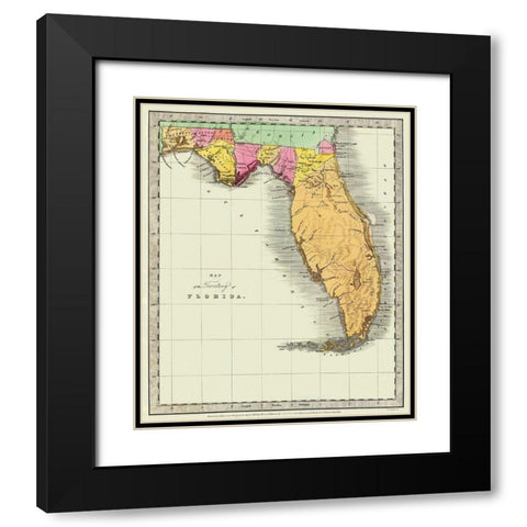 Florida - Burr 1834 Black Modern Wood Framed Art Print with Double Matting by Burr