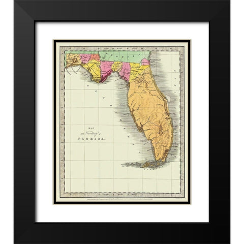 Florida - Burr 1834 Black Modern Wood Framed Art Print with Double Matting by Burr