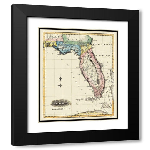 Florida - Lucas 1823 Black Modern Wood Framed Art Print with Double Matting by Lucas