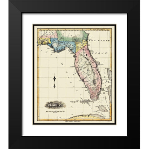 Florida - Lucas 1823 Black Modern Wood Framed Art Print with Double Matting by Lucas