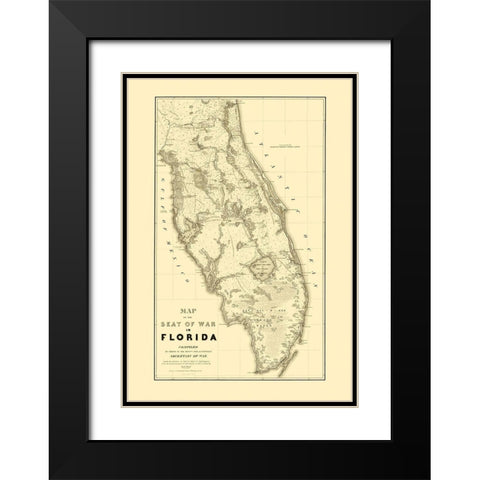Florida Second Seminole War - Stone 1838 Black Modern Wood Framed Art Print with Double Matting by Stone