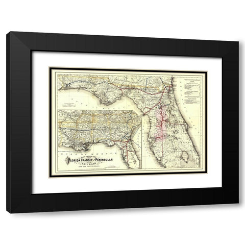 Florida Transit and Peninsula Railroad 1882 Black Modern Wood Framed Art Print with Double Matting by Colton