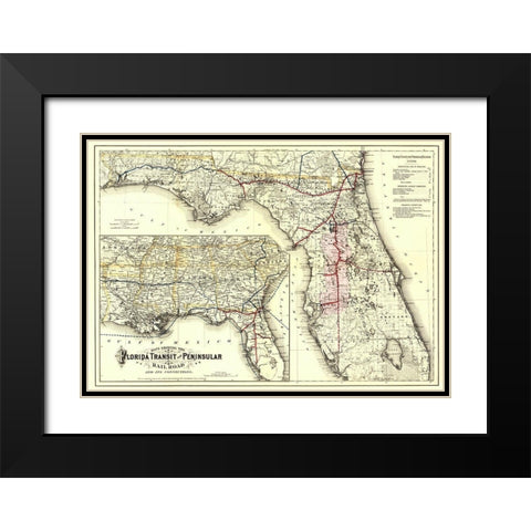 Florida Transit and Peninsula Railroad 1882 Black Modern Wood Framed Art Print with Double Matting by Colton
