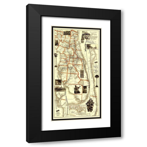Florida Railroads - Matthews 1894 Black Modern Wood Framed Art Print with Double Matting by Matthews
