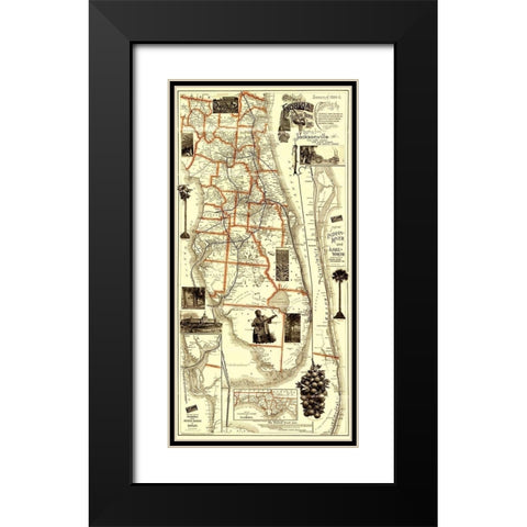 Florida Railroads - Matthews 1894 Black Modern Wood Framed Art Print with Double Matting by Matthews
