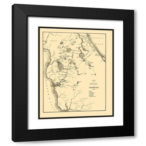 Seat of War in Florida - Bowen 1836 Black Modern Wood Framed Art Print with Double Matting by BOWEN