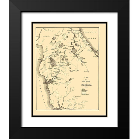 Seat of War in Florida - Bowen 1836 Black Modern Wood Framed Art Print with Double Matting by BOWEN