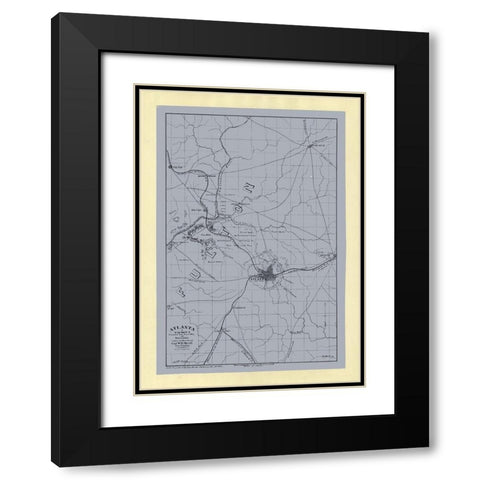 Atlanta Georgia - Merrill 1864  Black Modern Wood Framed Art Print with Double Matting by Merrill