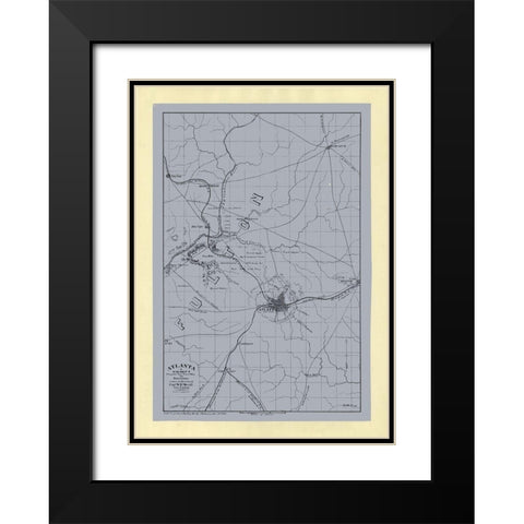 Atlanta Georgia - Merrill 1864  Black Modern Wood Framed Art Print with Double Matting by Merrill