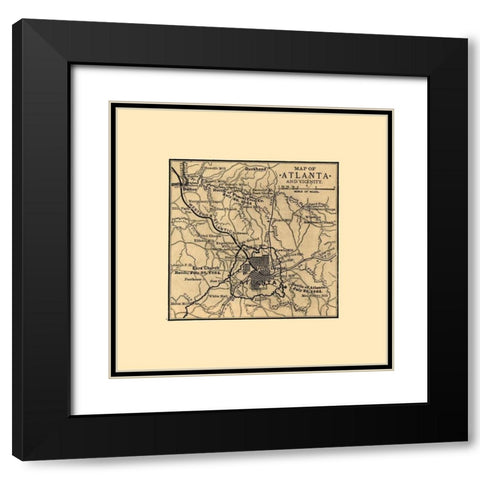 Atlanta Georgia Battles-1887 Black Modern Wood Framed Art Print with Double Matting by Unknown