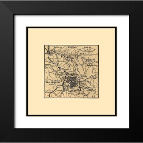 Atlanta Georgia Battles-1887 Black Modern Wood Framed Art Print with Double Matting by Unknown