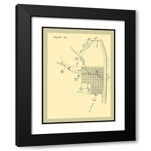 Augusta Georgia -1864 Black Modern Wood Framed Art Print with Double Matting by Unknown