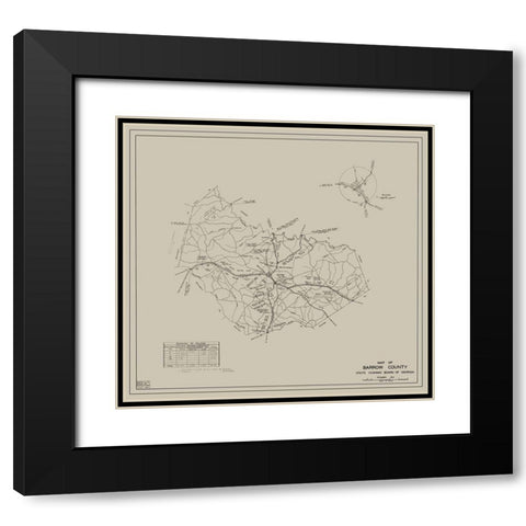 Barrow Georgia - Highway Board 1934 Black Modern Wood Framed Art Print with Double Matting by Highway Board